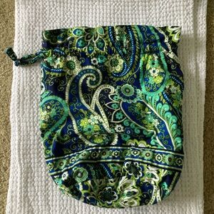 Vera Bradley Paisley Drawstring Pouch in Navy, Teal & Green